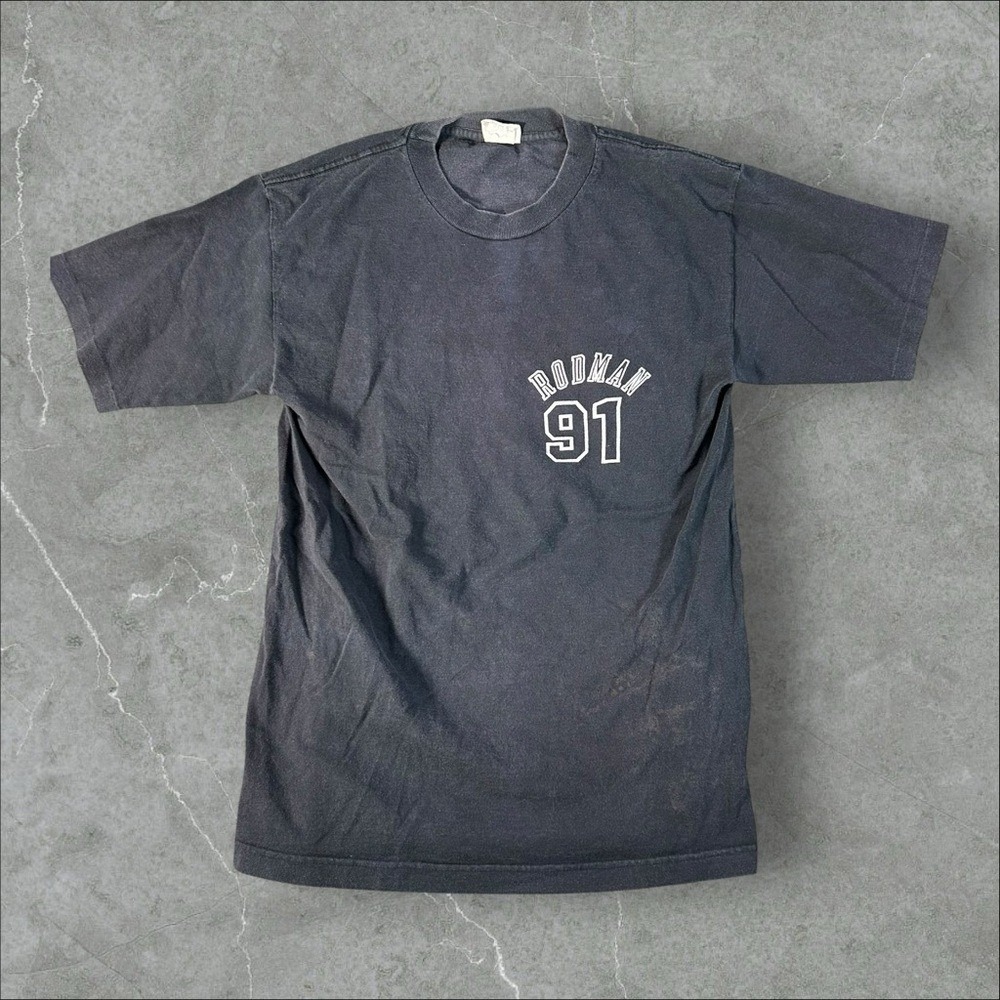 Vintage Dennis Rodman Shirt Mens Medium Black 1997 90s NBA Big Logo Rare Sports